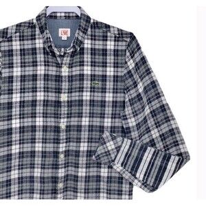 Lacoste Live Plaid Brushed Flannel Long Sleeve Button Shirt Fall Preppy Small 38